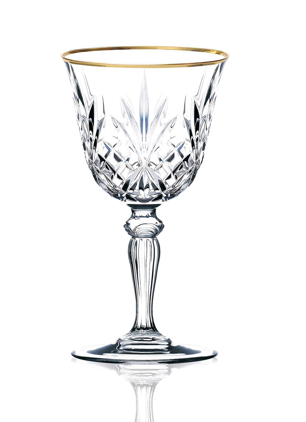 Elegant and Modern Gold Band Designed Crystal Glassware for Hosting Parties and Events, Set of 4