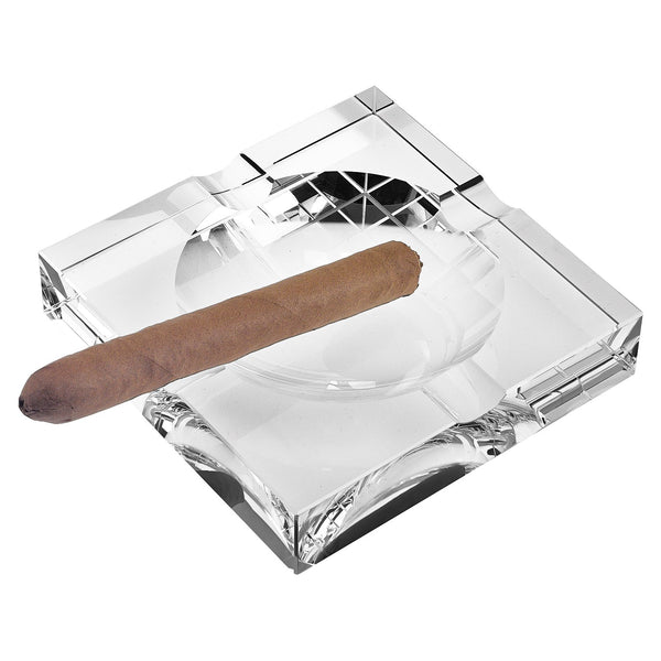 Elegant and Modern Handcrafted Optical Hand Cut Crystal Excelsior Cigar Ash Tray