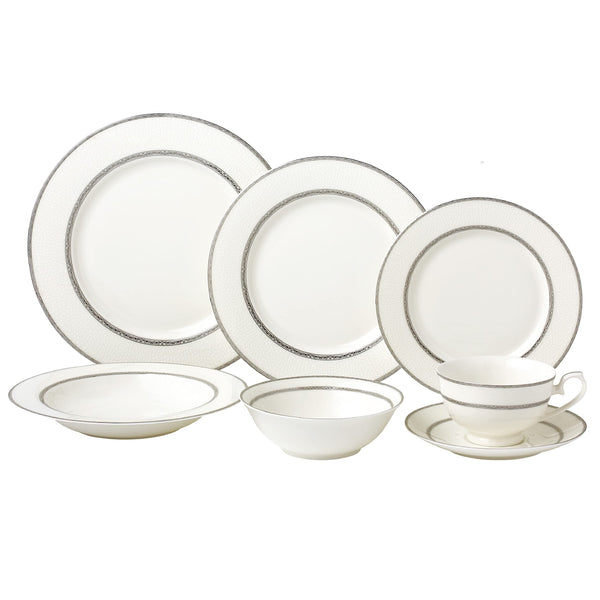 Stylish and Elegant 28 Pieces Bone China Dinnerware Set Service for Hosting Parties and Events for 4 People