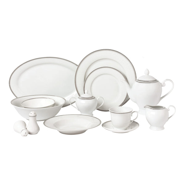 Stylish and Elegant 57 Pieces Porcelain Dinnerware Set Service for 8 People