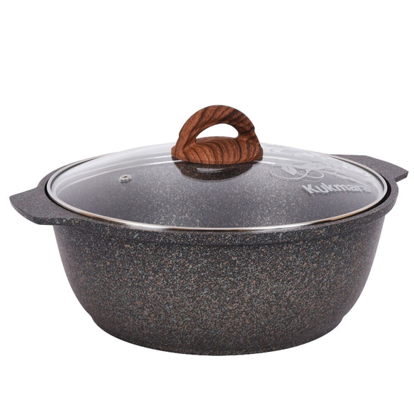 Granit Ultra Aluminum Dutch Oven Pot with Glass Lid Non-Stick Cast Aluminum Stockpot PFOA-Free Coating