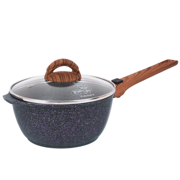 Aluminum Saucepan with Removable Handle - Six-Layer Non-Stick Cooking Pan with Heat-Resistant Glass Lid