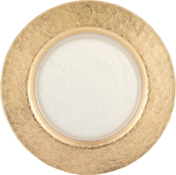 Badash Gold Border Glass Charger Plate - 13" Round Glass Charger with Elegant Gold Leaf Accent- Beautiful Food-Safe European Handcrafted Classic Dinnerware