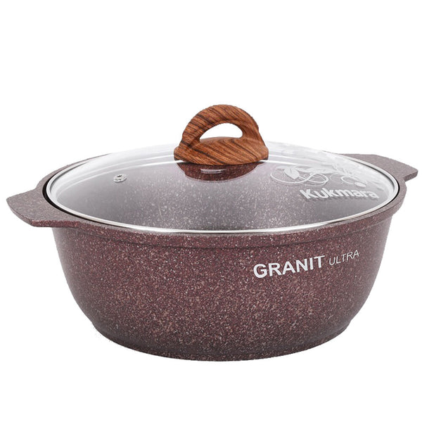 Granit Ultra Aluminum Dutch Oven Pot with Heat-Resistant Glass Lid, Ultra-Strong Non-Stick Coating Cookware