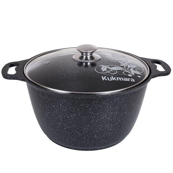 Aluminum Cooking Pot with Glass Lid, Non-Stick Marble Coating Eco-friendly Cookware Pot,  Heat-Resistant