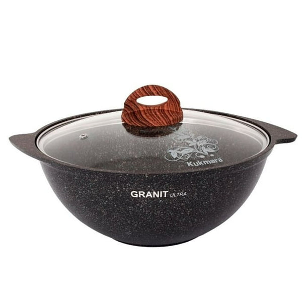 Granit Ultra Aluminum Kazan Cooking Pot with Glass Lid - Non-Stick Ultra Granit Coating Cookware