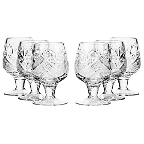 Elegant and Modern Russian Cut Crystal Drinking Glass for Home, Parties, and Events - 1oz, Sherry Shot Glass, 35ml, Set of 6