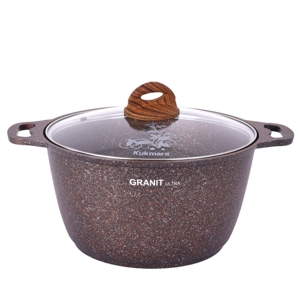 Granit Ultra Red Aluminum Dutch Oven Pot with Heat-Resistant Glass Lid, Non-Stick Coating Stockpot