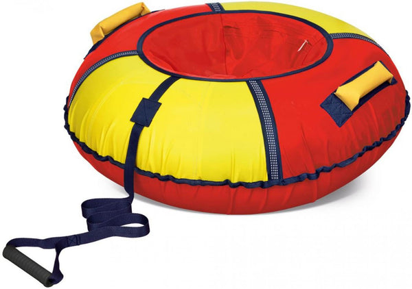 HOMEHUT Classic Snow Tube with Cover - Inflatable Sled with Reinforced Bottom, Towing Belt for Safe Winter Fun