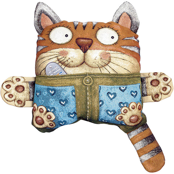 Cat with Pocket Decorative Tapestry Pillow Woven Cotton and Polyester Blend Cushion for Home Decor