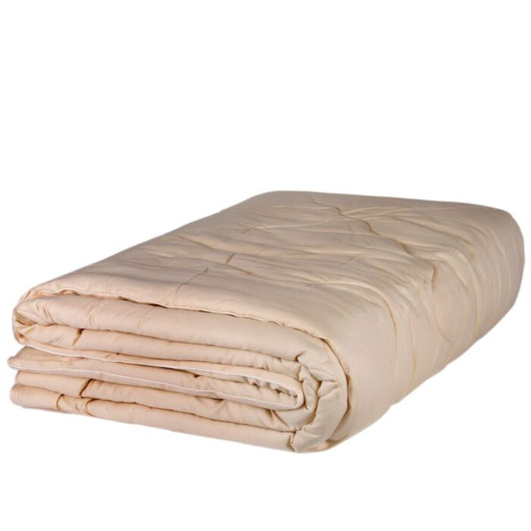 HOMEHUT Beige Cotton/Satin Blanket With Camel Wool Filling Soft Lightweight Cotton blanket 170х220 cm