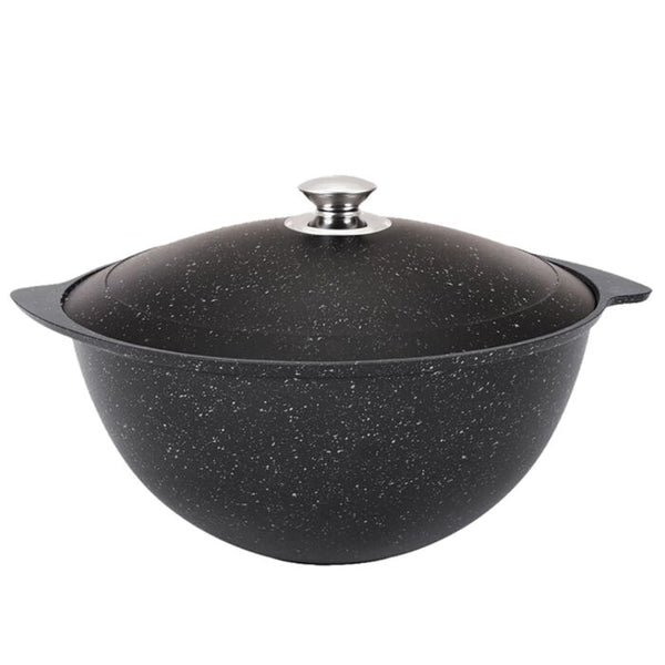 Kazan for Making Pilaf with Lid, Non-Stick Coating Aluminum Heat-Resistant Versatile Cookware