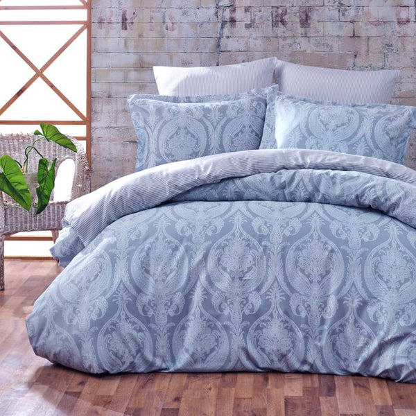 Luxurious Mint Jacquard Turkish Cotton Sateen - 3-Piece Duvet Cover Set, Perfect for Hot Sleepers